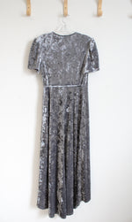 Xhilaration Gray Crushed Velvet Wrap Maxi Dress | S
