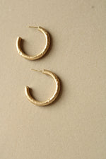 14K Yellow Gold Stud Hoop Earrings