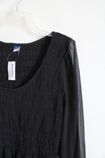 NEW Old Navy Black Ruched Sheer Sleeve Dress | XL