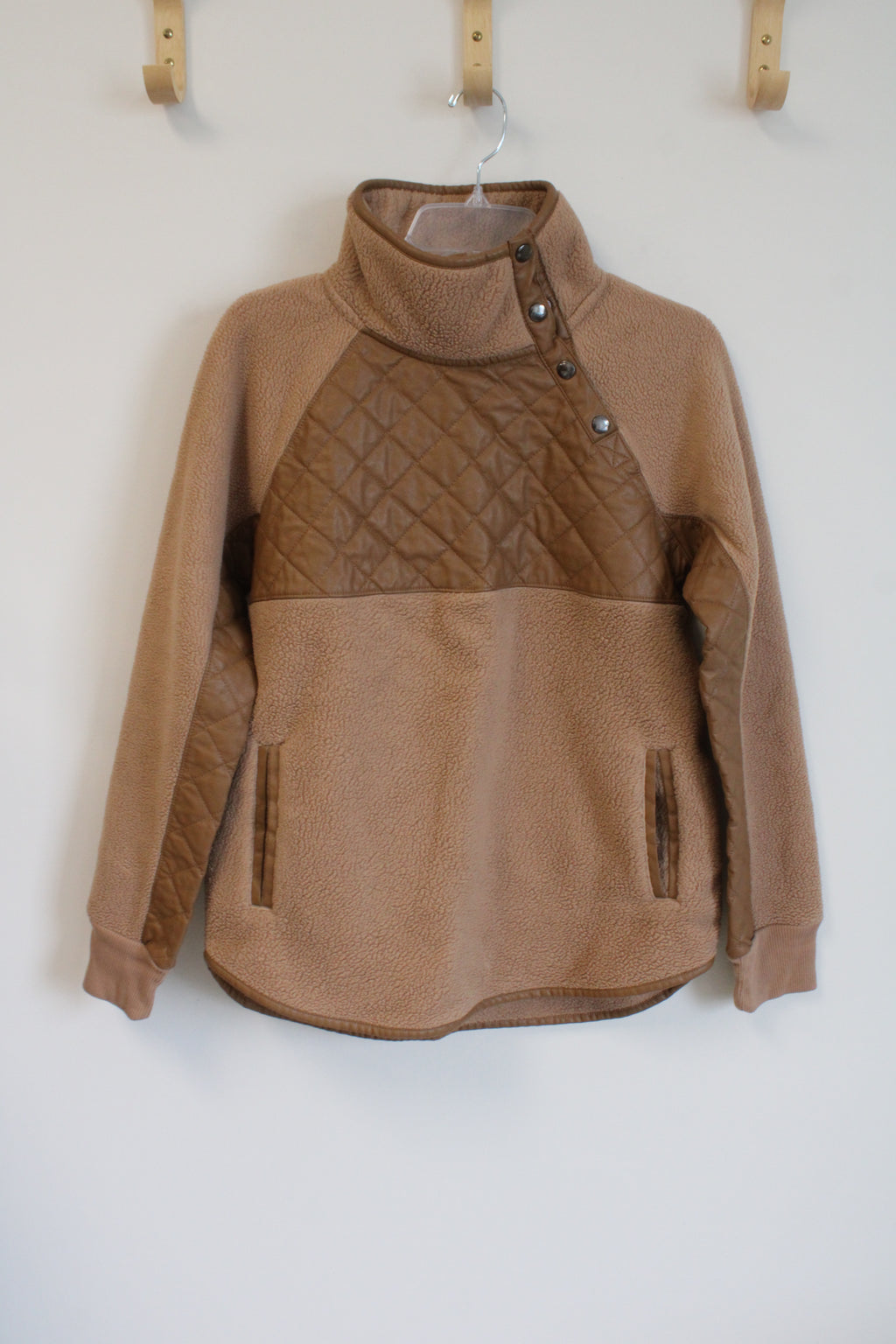 Abercrombie & Fitch Brown Teddy Sherpa Pullover Sweatshirt | S