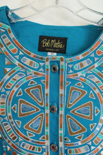 Bob Mackie Wearable Art Heavily Embroidered Southwestern Aztec Blue Jacket | M