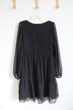 NEW Old Navy Black Ruched Sheer Sleeve Dress | XL