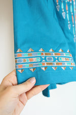 Bob Mackie Wearable Art Heavily Embroidered Southwestern Aztec Blue Jacket | M