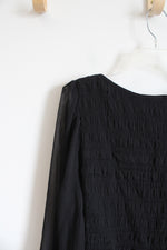 NEW Old Navy Black Ruched Sheer Sleeve Dress | XL