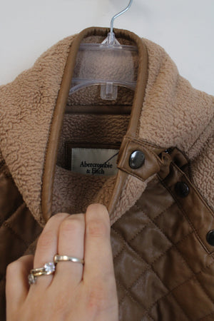 Abercrombie & Fitch Brown Teddy Sherpa Pullover Sweatshirt | S