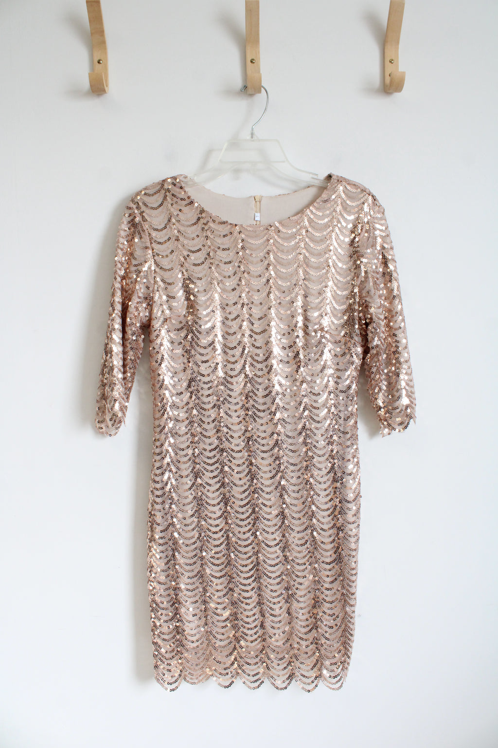 Champagne Sequin Sheath Dress | L