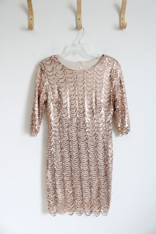 Champagne Sequin Sheath Dress | L