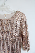 Champagne Sequin Sheath Dress | L