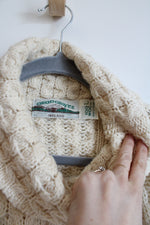 Arancrafts Ireland Cream Cable Knit Wool Sweater | L