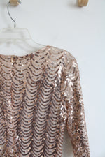 Champagne Sequin Sheath Dress | L