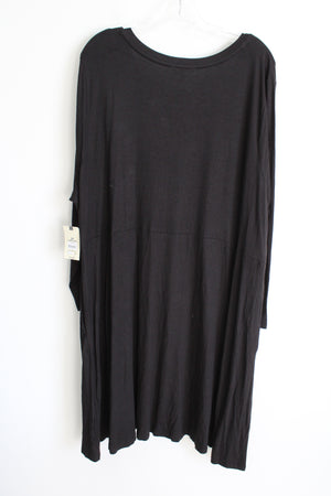Terra & Sky Black Rayon Blend Long Sleeved Dress | 3X