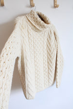Arancrafts Ireland Cream Cable Knit Wool Sweater | L