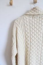 Arancrafts Ireland Cream Cable Knit Wool Sweater | L