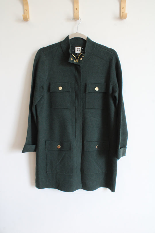 NEW Anne Klein Evergreen Zip Up Tunic Sweater | M