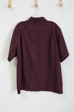 Haggar Burgundy Short Sleeved Button Down Shirt | L