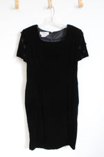 Maggy London Vintage Black Velvet Floral Sleeve Dress | 12