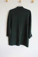 NEW Anne Klein Evergreen Zip Up Tunic Sweater | M