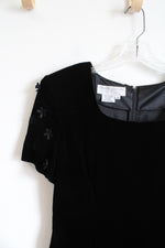 Maggy London Vintage Black Velvet Floral Sleeve Dress | 12