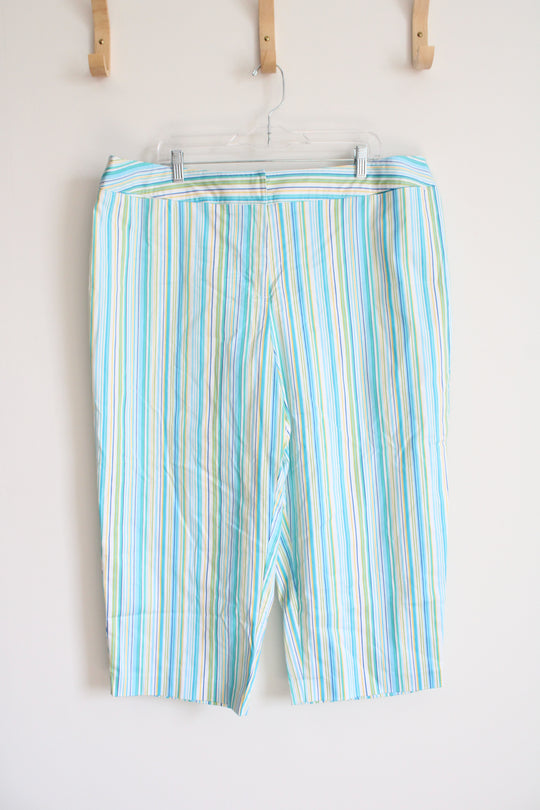 NEW George Blue Green & Yellow Striped Capri Pants | 20W