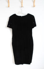 Maggy London Vintage Black Velvet Floral Sleeve Dress | 12