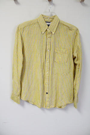 Nautica Yellow Striped Linen Blend Button Down Shirt | L