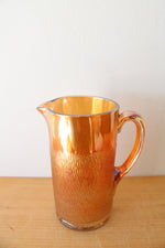 Jeannette Glass Marigold Tree Bark Carnival Glass Pitcher