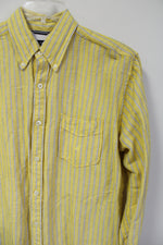 Nautica Yellow Striped Linen Blend Button Down Shirt | L