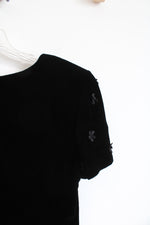 Maggy London Vintage Black Velvet Floral Sleeve Dress | 12