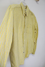 Nautica Yellow Striped Linen Blend Button Down Shirt | L