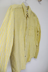 Nautica Yellow Striped Linen Blend Button Down Shirt | L