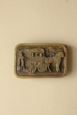 Ice Horse Drawn Carriage Vintage Brass Belt Buckle