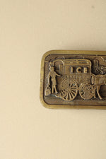 Ice Horse Drawn Carriage Vintage Brass Belt Buckle