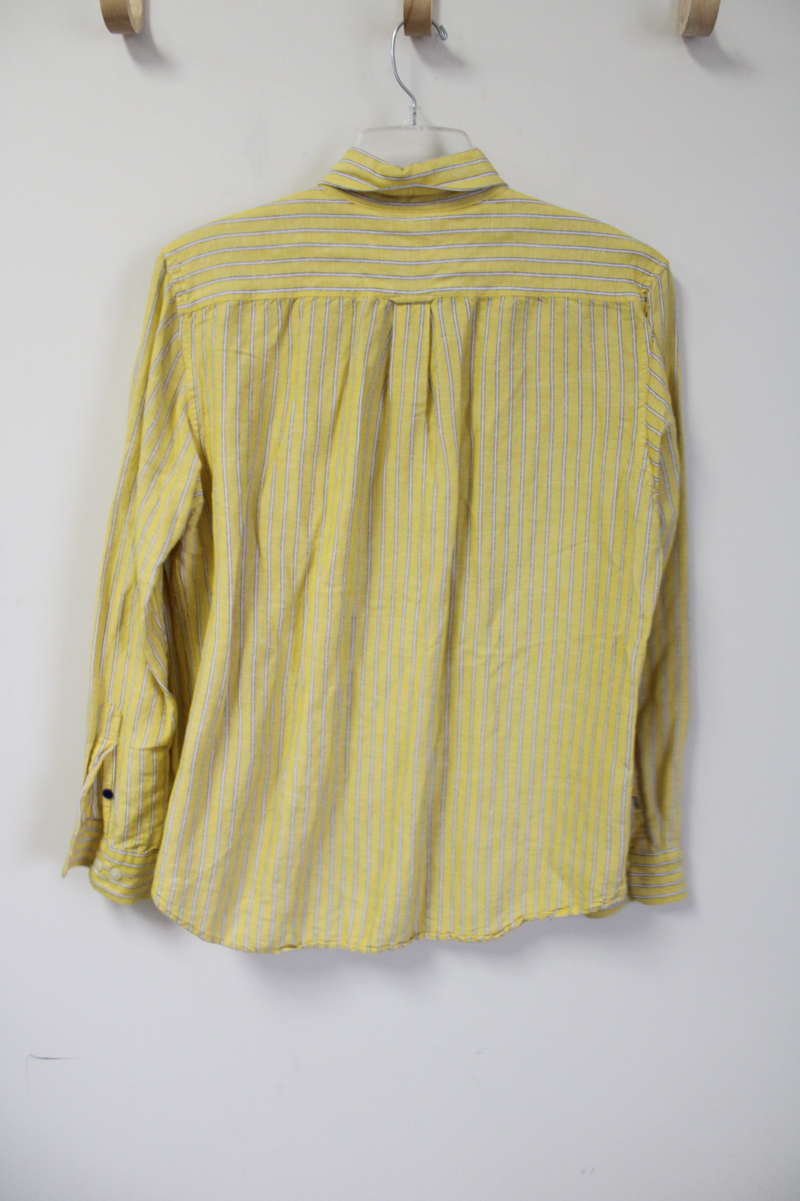 Nautica Yellow Striped Linen Blend Button Down Shirt | L