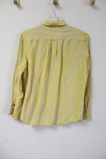 Nautica Yellow Striped Linen Blend Button Down Shirt | L