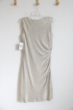 NEW Ronni Nicole Taupe Silver Metallic Cowl Neck Midi Dress | 16
