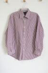 Croft & Barrow Maroon Striped Easy Care Classic Fit Button Down Shirt | 16 32/33