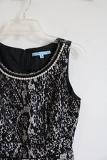 Antonio Melani Black & Silver Patterned Pearl Neckline Dress | 2