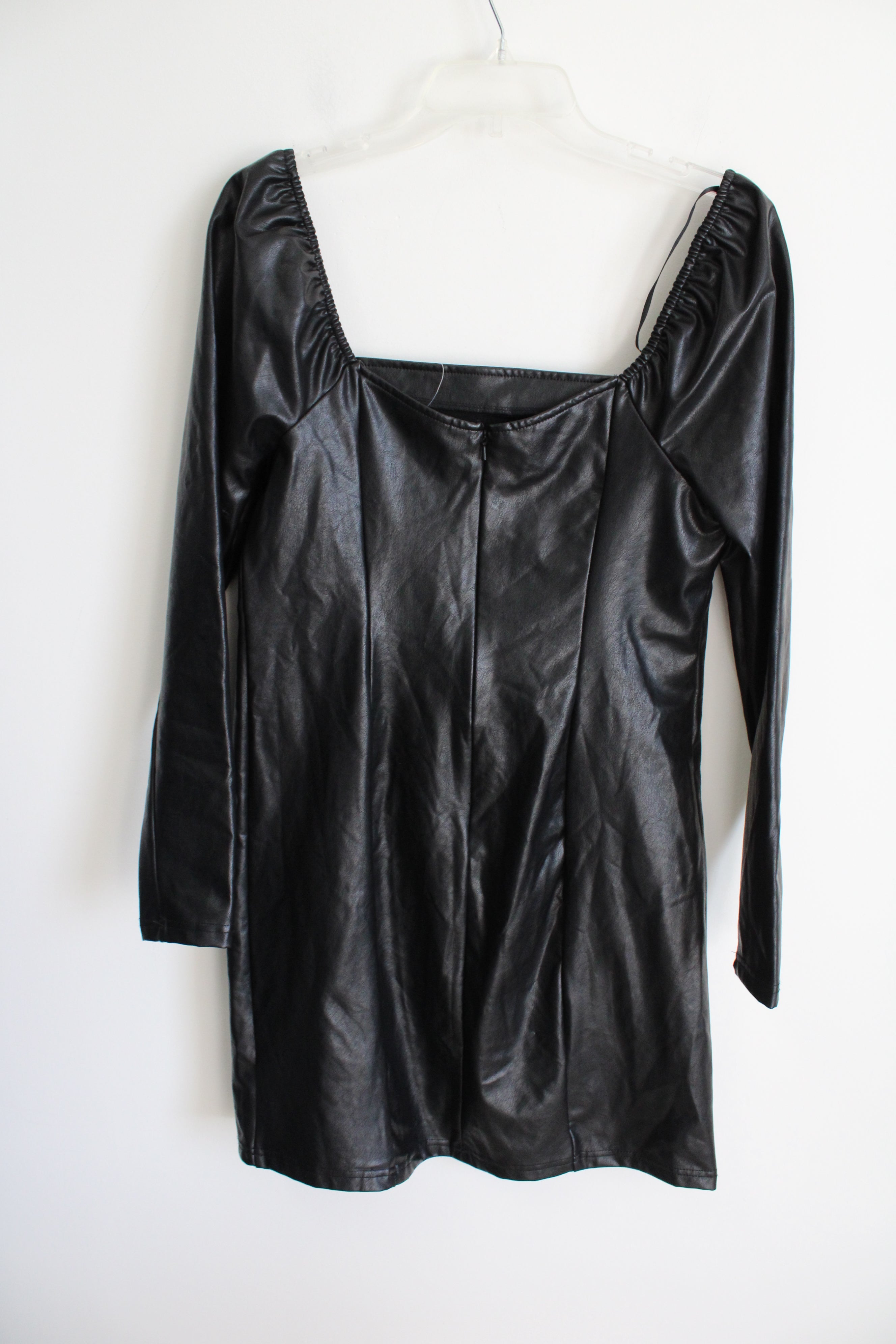 NEW Wild Fable Black Faux Leather Long Sleeved Dress | L