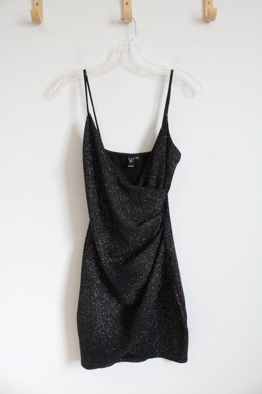 Windsor Black Silver Glitter Fitted Mini Dress | M