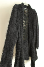 Lauren Michelle Black Open Front With Crocheted Back Panel Cardigan | L