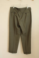Perry Ellis Olive Green Pleated Dress Pants | 34