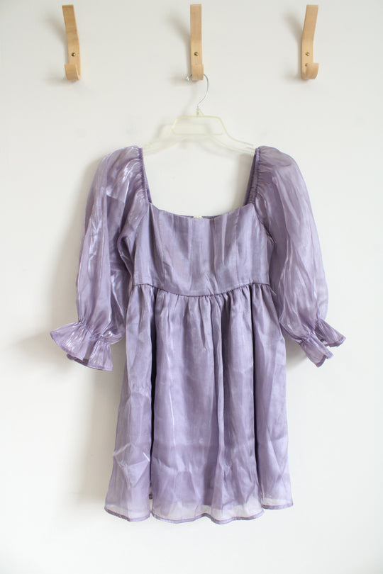 Thirty/Thirty Purple Metallic Baby Doll Dress | S