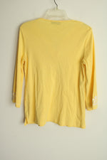 Jones New York Yellow Embroidered V-Neck Tunic Top | S