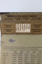 Beckwith Machinery Company Vintage Perpetual Calendar