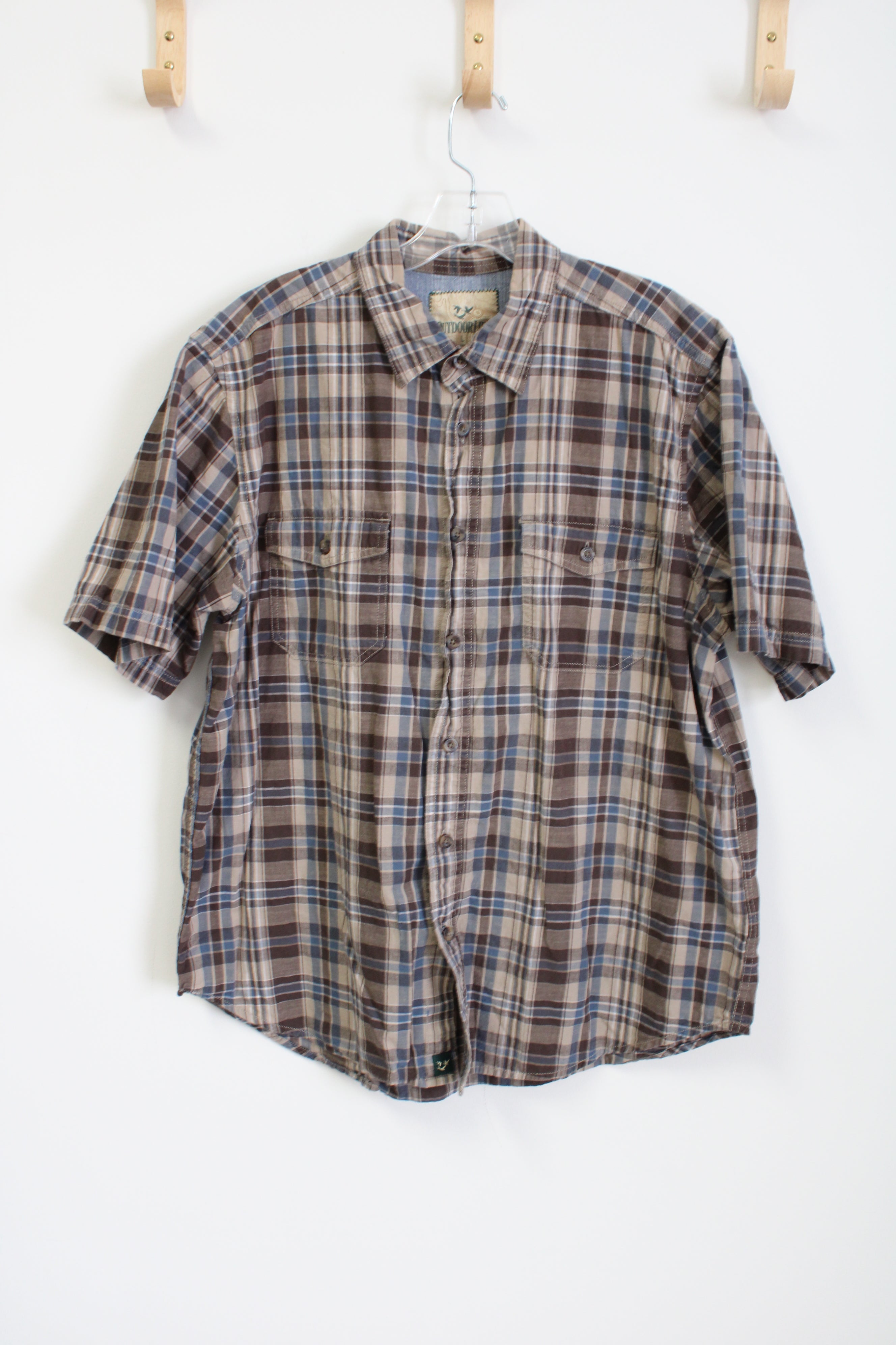 OutdoorLife Brown Plaid Button Down Shirt | L