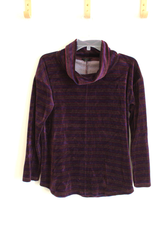 Talbots Luxe Velour Cowlneck Purple Candy Cane Stripe Top | M