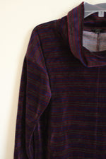 Talbots Luxe Velour Cowlneck Purple Candy Cane Stripe Top | M