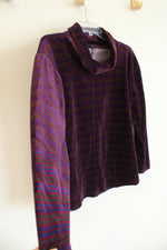 Talbots Luxe Velour Cowlneck Purple Candy Cane Stripe Top | M