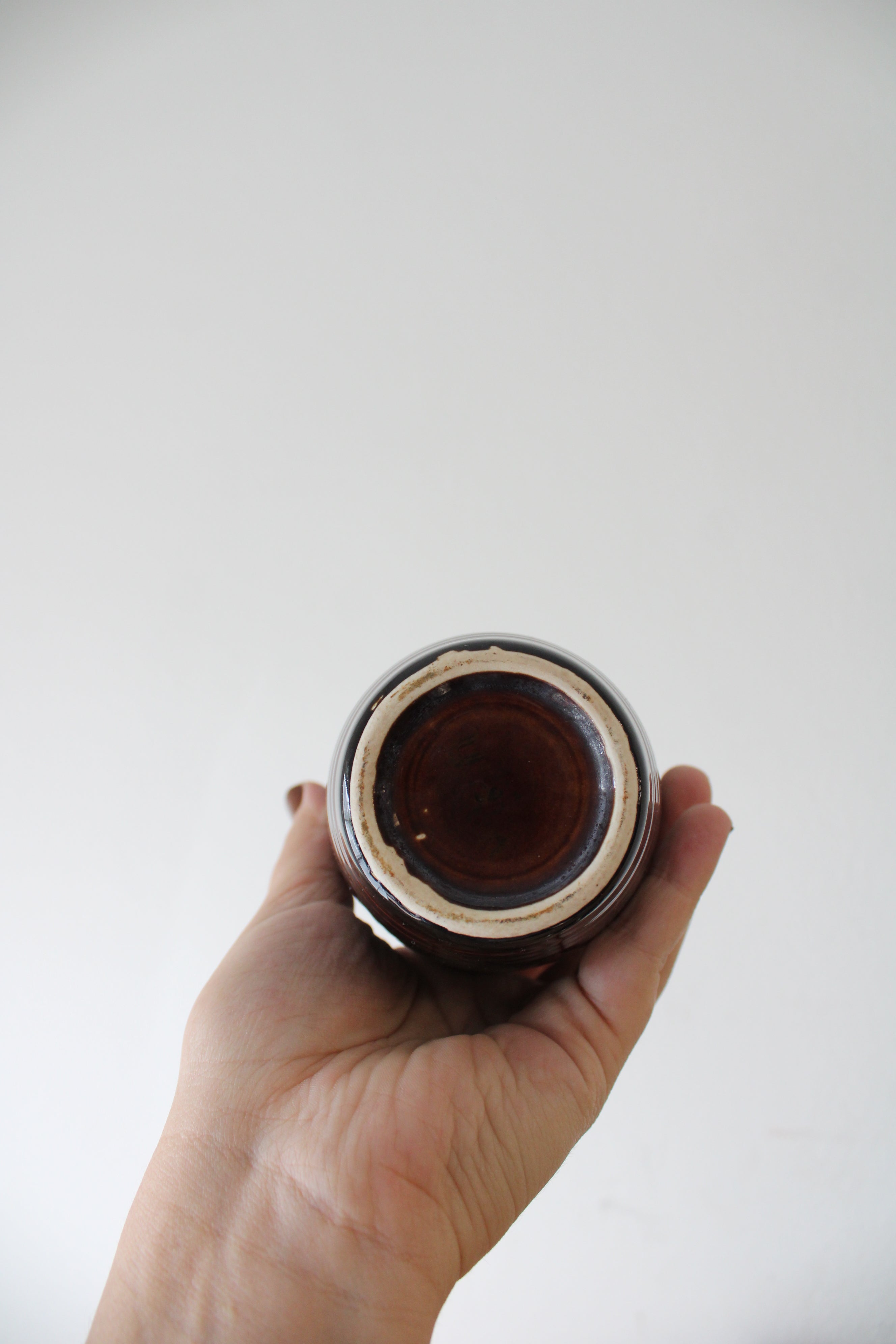 Vintage Brown Glazed Ceramic Cups | Set Of 8