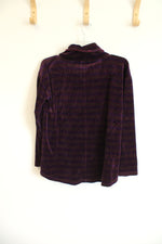 Talbots Luxe Velour Cowlneck Purple Candy Cane Stripe Top | M